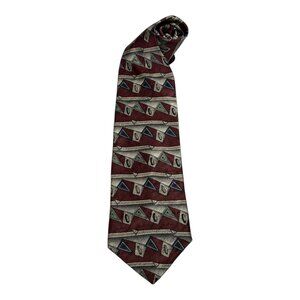 Croft & Barrow Geometric Burgundy & Gray Silk Tie Vintage